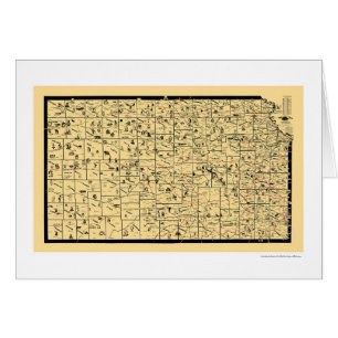 Cartão Mapa 1897 da estrada de ferro de Kansas