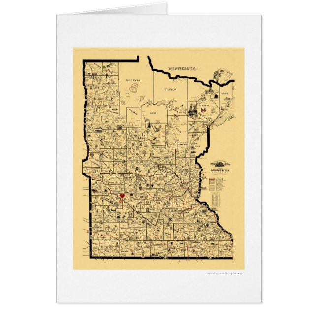 Cartão Mapa 1897 da estrada de ferro de Minnesota (Frente)