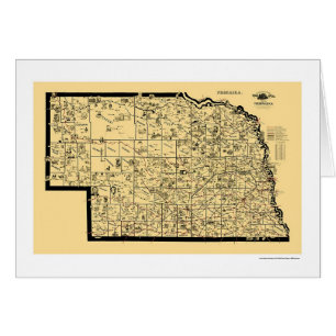 Cartão Mapa 1897 da estrada de ferro de Nebraska