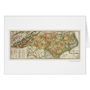 Cartão Mapa 1900 da estrada de ferro de North Carolina