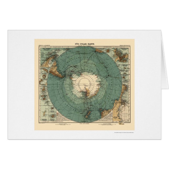 Cartão Mapa 1912 da Antártica (Frente Horizontal)
