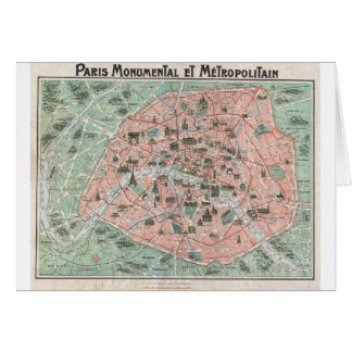 Cartão Mapa 1932 do art deco de Paris, France