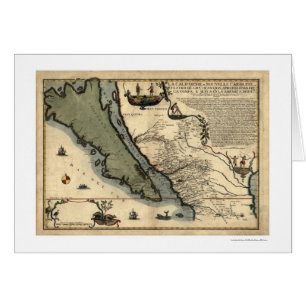 Cartão Mapa adiantado 1712 de Califórnia & de México