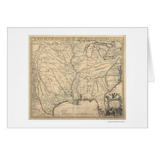 Cartão Mapa adiantado dos Estados Unidos por Senex 1721