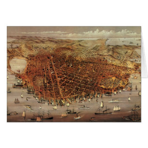 Cartão Mapa Aéreo Antigo, Cidade de São Francisco, Califó