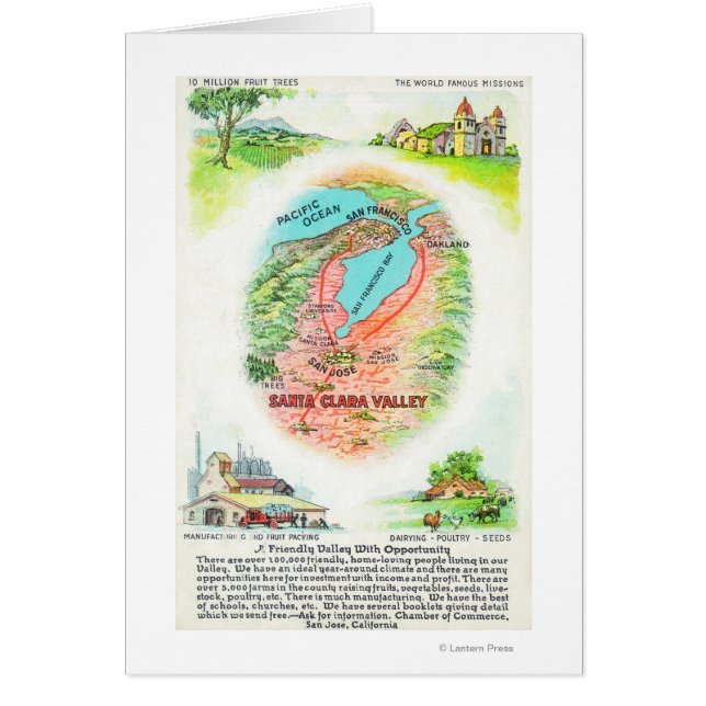 Cartão Mapa Aéreo do Condado de Clara de Papais noeis com (Frente)