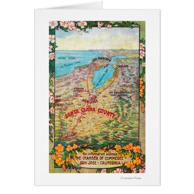 Cartão Mapa Aéreo do Condado de Clara, Papais noeis (Frente)