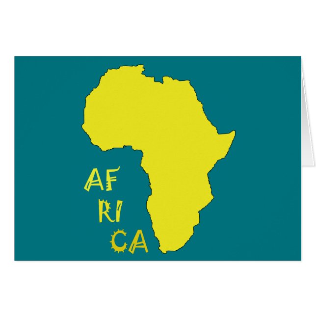 Cartão Mapa Africano Amarelo Funky (Frente Horizontal)