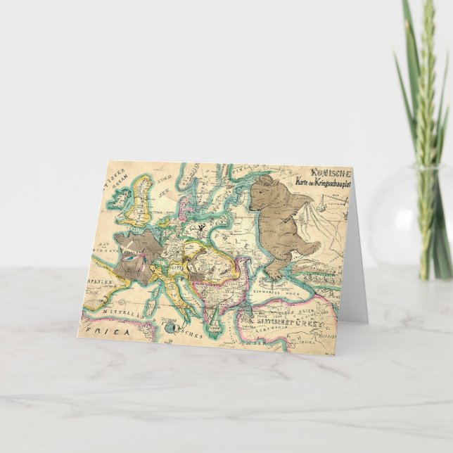 Cartão Mapa alemão antigo da Europa (Frente)