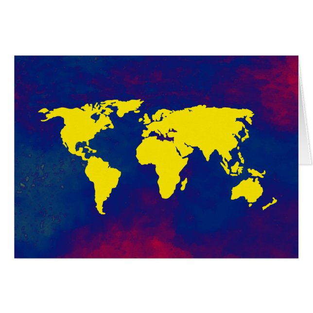 Cartão mapa amarelo do mundo (Frente Horizontal)