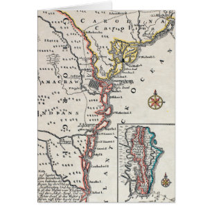 Cartão Mapa: America do Norte, C1700