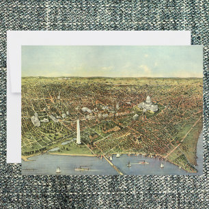 Cartão Mapa Antigo com Vista Panorâmica de Washington DC