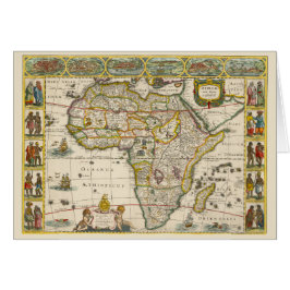 Cartão Mapa antigo da África por Hondius e Jansson