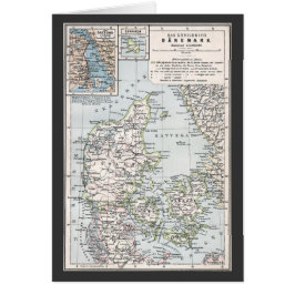 Cartão Mapa antigo da Dinamarca, Danmark em dinamarquês, 