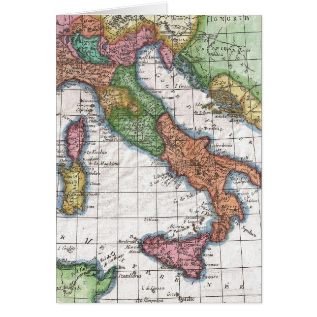 Cartão Mapa Antigo da Itália (1780) (Frente)