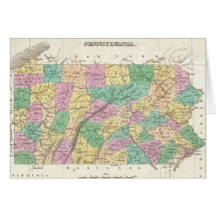 Cartão Mapa Antigo da Pensilvânia (1827)