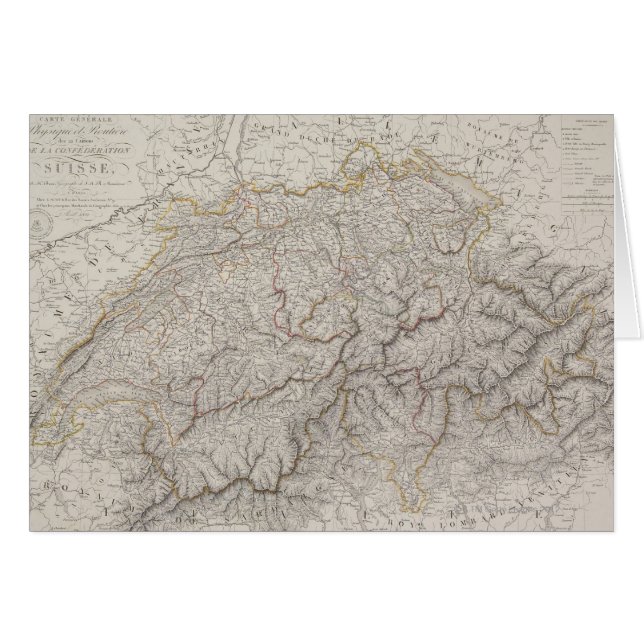 Cartão Mapa antigo da Suiça (Frente Horizontal)