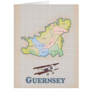Cartão Mapa antigo de Guernsey