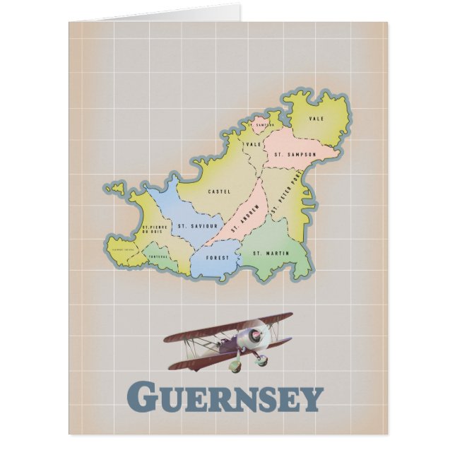 Cartão Mapa antigo de Guernsey (Frente)