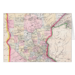 Cartão Mapa Antigo de Minnesota (1864)