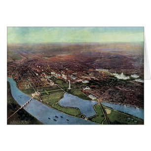 Cartão Mapa antigo de Washington DC e do Rio Potomac