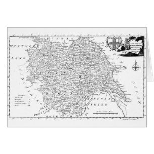 Cartão Mapa antigo de Yorkshire 1786