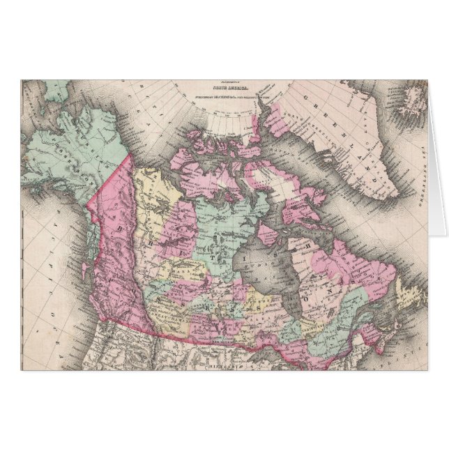 Cartão Mapa Antigo do Canadá (1857) (Frente Horizontal)