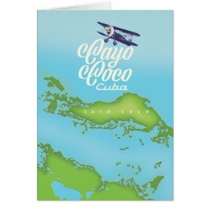 Cartão Mapa antigo do Cayo Coco Cuba.