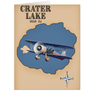 Cartão Mapa antigo do Lago Crater Oregon EUA