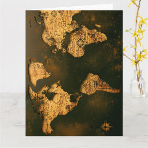 Cartão Mapa Antigo do Mundo Cartografia Antiga Arte
