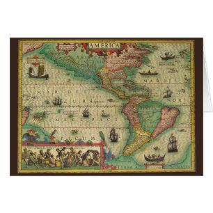 Cartão Mapa Antigo do Mundo das Américas, 1606