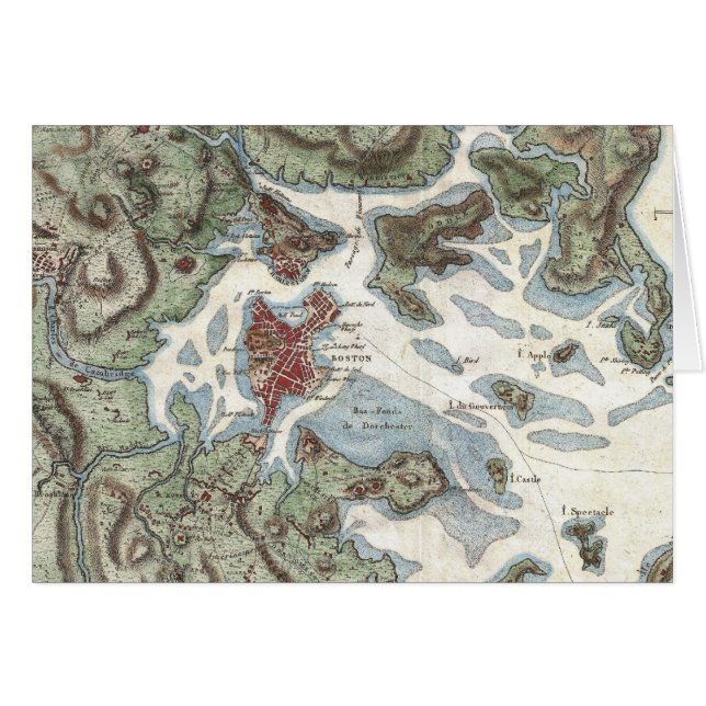 Cartão Mapa Antigo do Porto de Boston (1807) (Frente Horizontal)