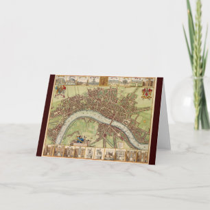 Cartão Mapa antigo do século XVII de Londres W. Hollar