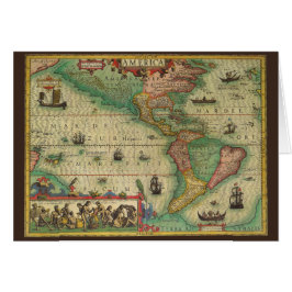 Cartão Mapa antigo mundial das Américas, 1606