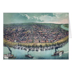 Cartão Mapa Antigo Saint Louis Missouri Rio Mississippi