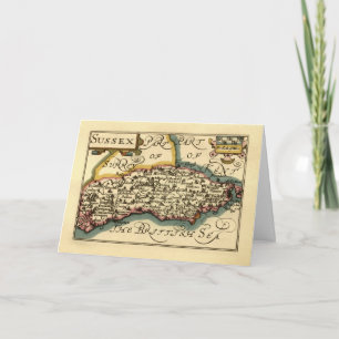 Cartão Mapa Antiquário Antiquário do Condado de Sussex, I