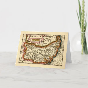 Cartão Mapa Antiquário do Condado de Suffolk (Suffolck) I
