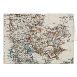 Cartão Mapa Atlas da Dinamarca com 5 mapas de entrada