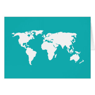 Cartão mapa azul turquesa