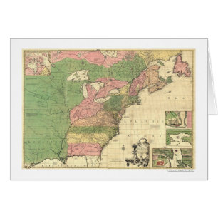 Cartão Mapa britânico & do francês de América - 1775
