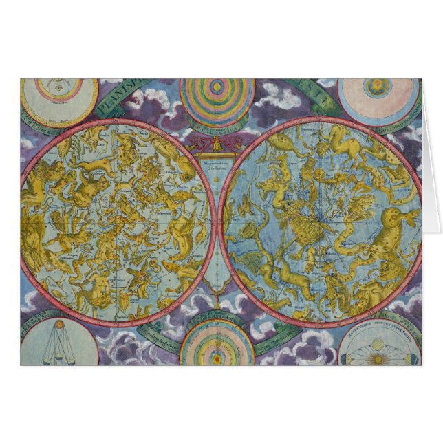 Cartão Mapa celestial dos planetas (Frente Horizontal)