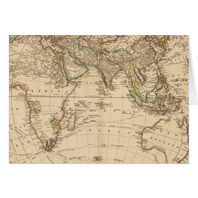 Cartão Mapa Circular do Hemisfério Leste (Frente Horizontal)