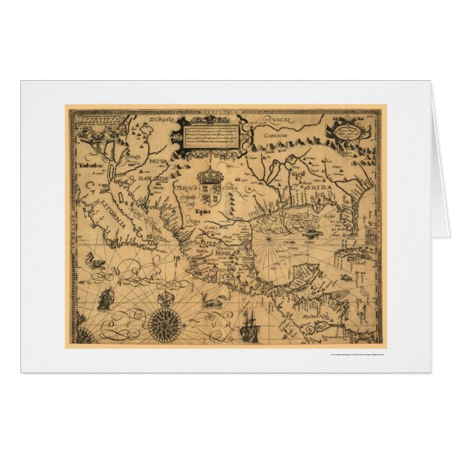 Cartão Mapa clássico 1600 de América (Frente Horizontal)