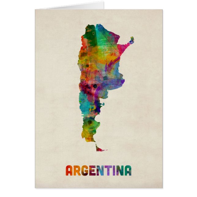 Cartão Mapa da aguarela de Argentina (Frente)
