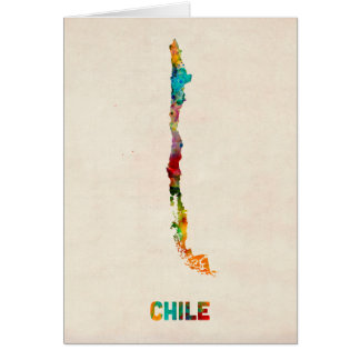 Cartão Mapa da aguarela do Chile