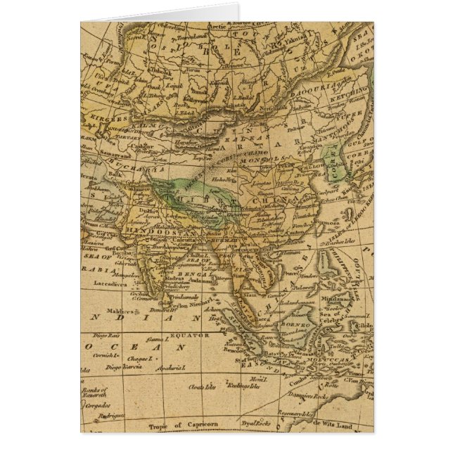 Cartão Mapa da Ásia por Worcester (Frente)