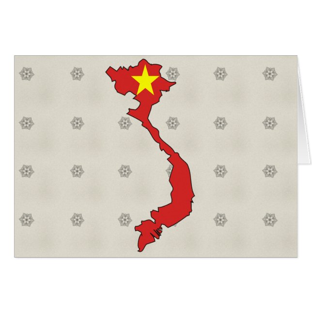 Cartão Mapa da bandeira de Vietnam sem redução (Frente Horizontal)