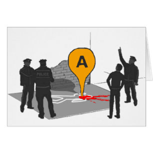 Cartão Mapa da cena do crime com esboço da polícia e do