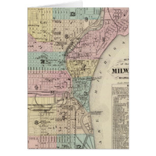 Cartão Mapa da Cidade de Milwaukee, Milwaukee Co