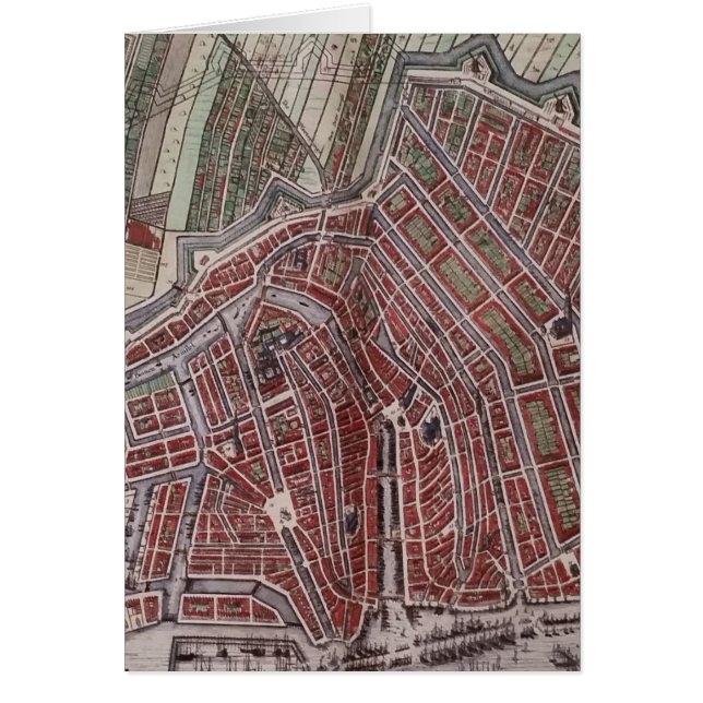Cartão Mapa da cidade de réplica de Amsterdã 1652 (Frente)